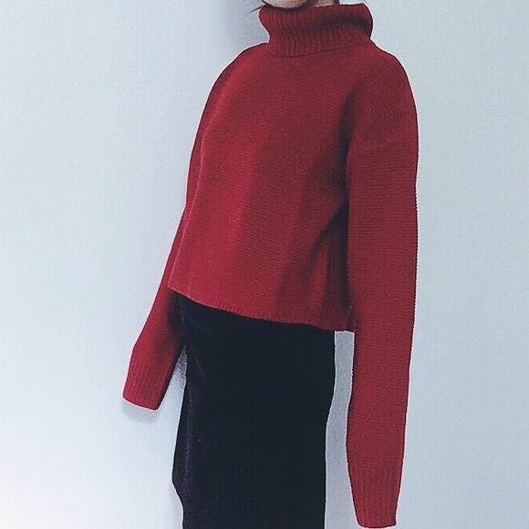 NWT Basic Oversized Red turtleneck sweater - Picture 2 of 7